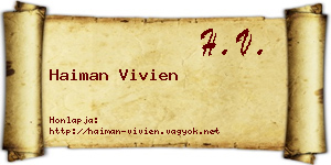 Haiman Vivien névjegykártya